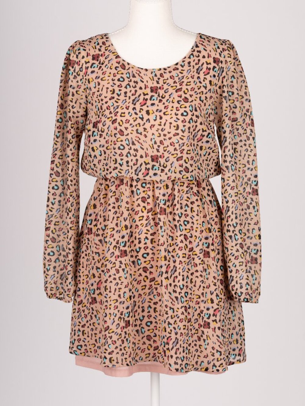 EUC dELiA*s Vintage Y2K Multicolor Leopard Print Chiffon Dress Peach Size Small